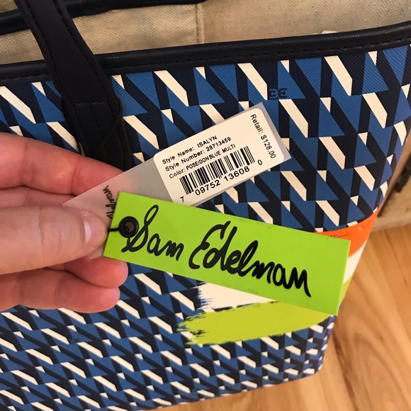Sam Edelman | Isalyn Poseidon Blue Geometric Tote - Picture 3 of 8